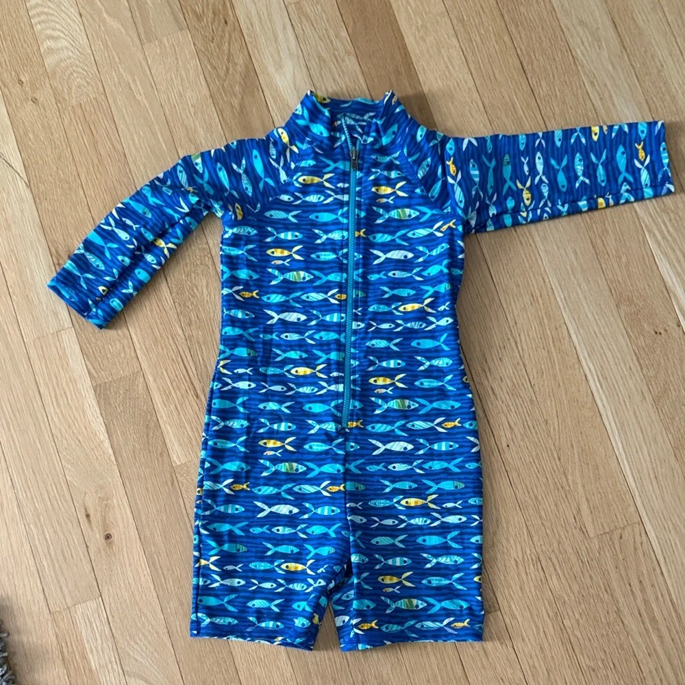 L.L. Bean Kids Blue Fish Pattern Rashguard - Picture 1 of 1